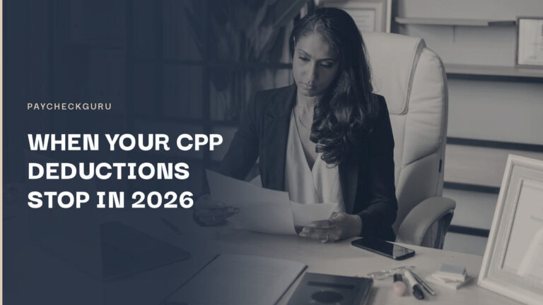 Woman at an office desk reviewing paperwork, illustrating when CPP contributions max out in 2026