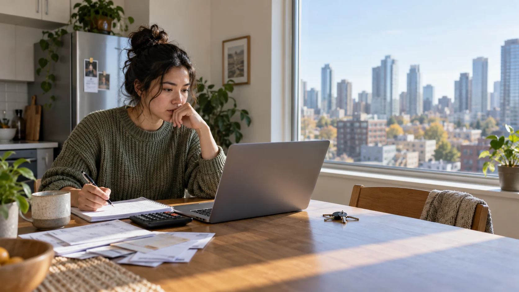 Income needed to afford rent in Canada, shown as a renter reviewing a household budget